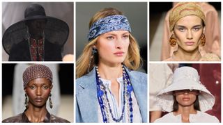 hats and headscarves on the spring 2025 runways