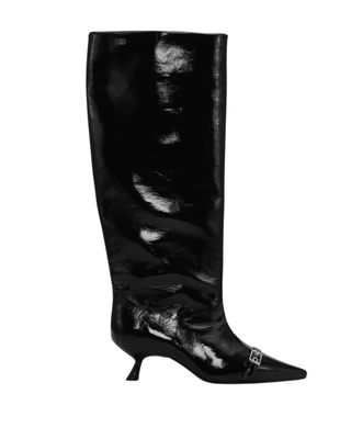 Black Eyelets Slouchy High Shaft Boots