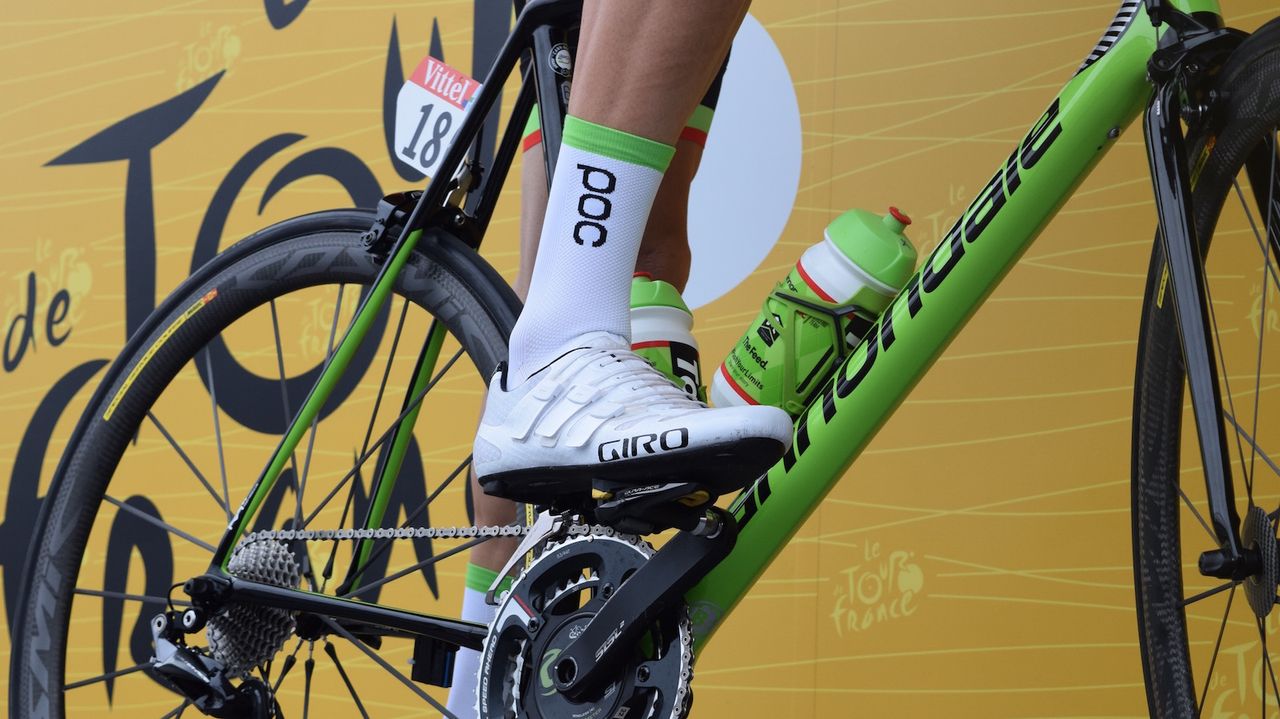 Taylor Phinney (Cannondale-Drapac) was the only rider to wear Giro's new Techlace Prolight