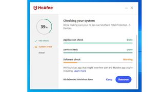 McAfee checking system during install