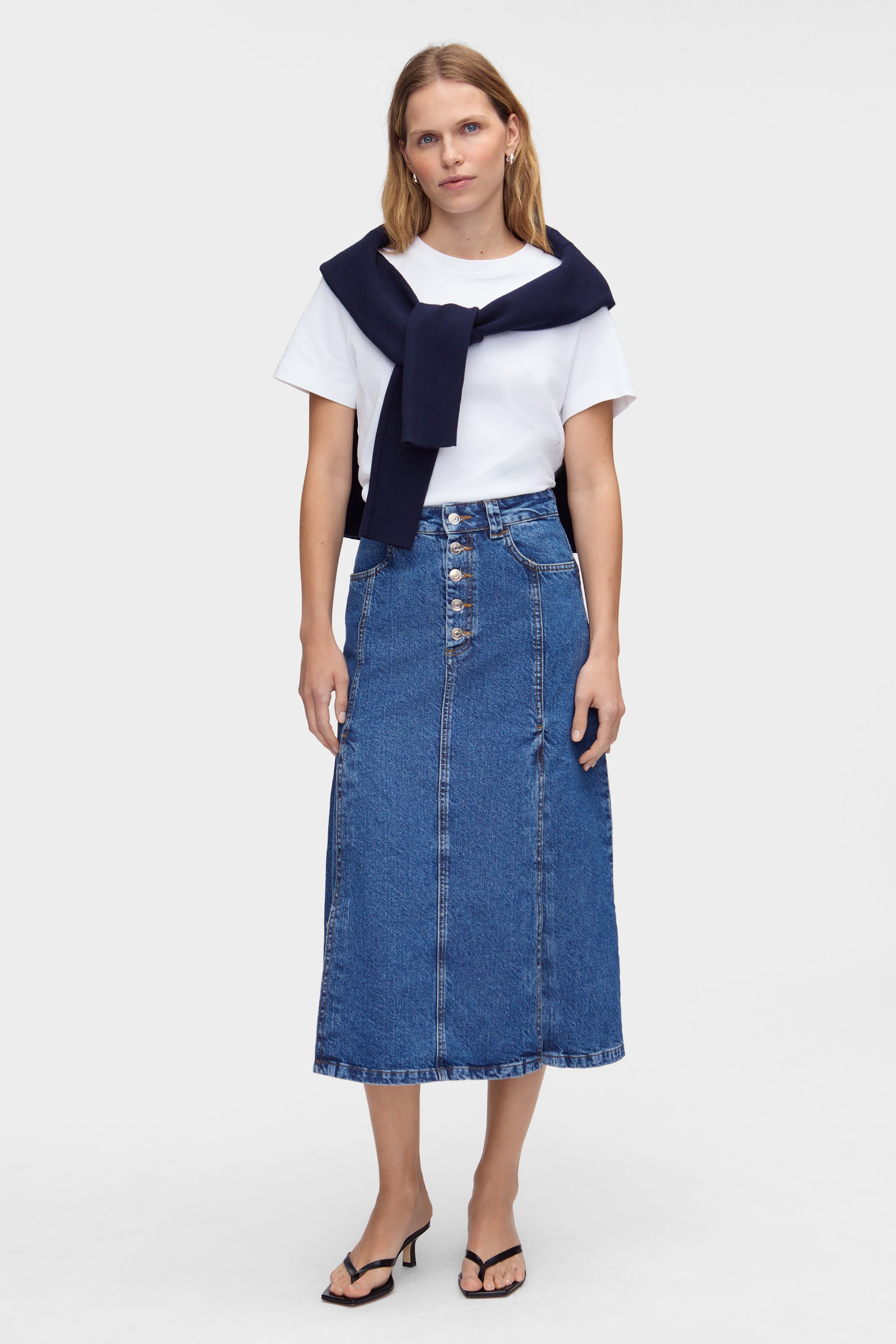 Troy Denim Midi Skirt