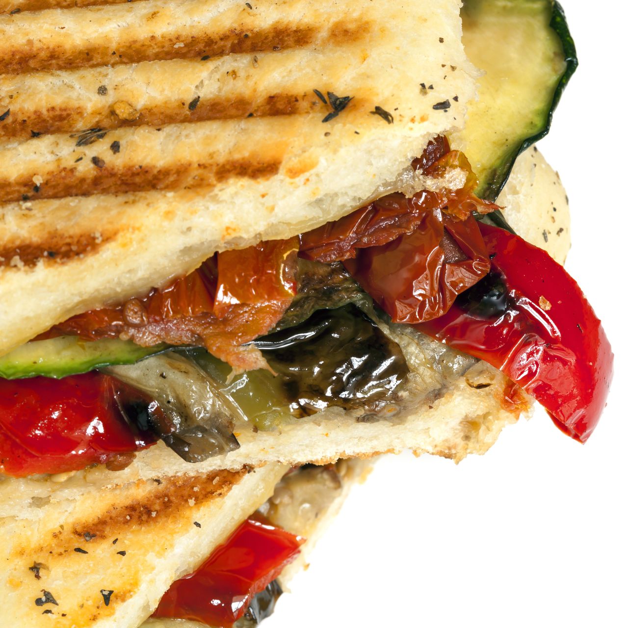 courgette, aubergine, tomato grilled sandwich