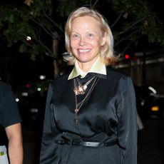 Pamela Anderson is seen at Pandora's Talisman Collection Launch in Financial District on September 08, 2025 in New York City