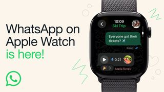 An Apple Watch running the official WhatsApp app