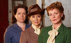 Three actresses in period costume from the ITV drama Home Fires