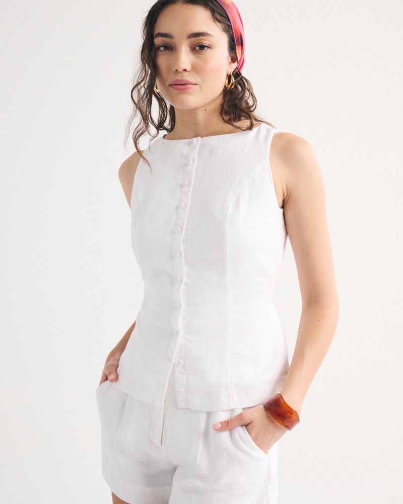 100% Linen Button-Up Shell