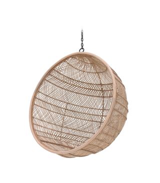 patterned hanging rattan bowl chair in natural by out there interiors