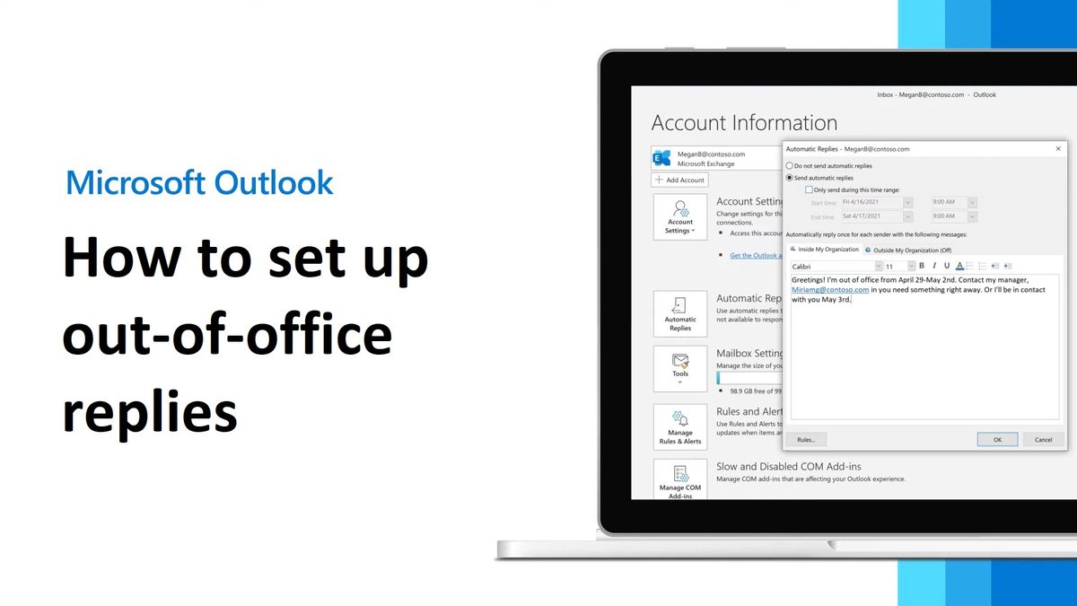 How to set up ‘out of office’ in Outlook