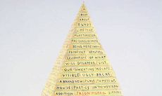 Word written on a pyramid type of structure.