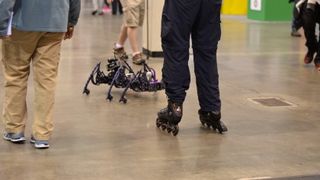 This is Glider, a walking hexapod robot that also skates