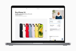 MacBook with Apple website on-screen
