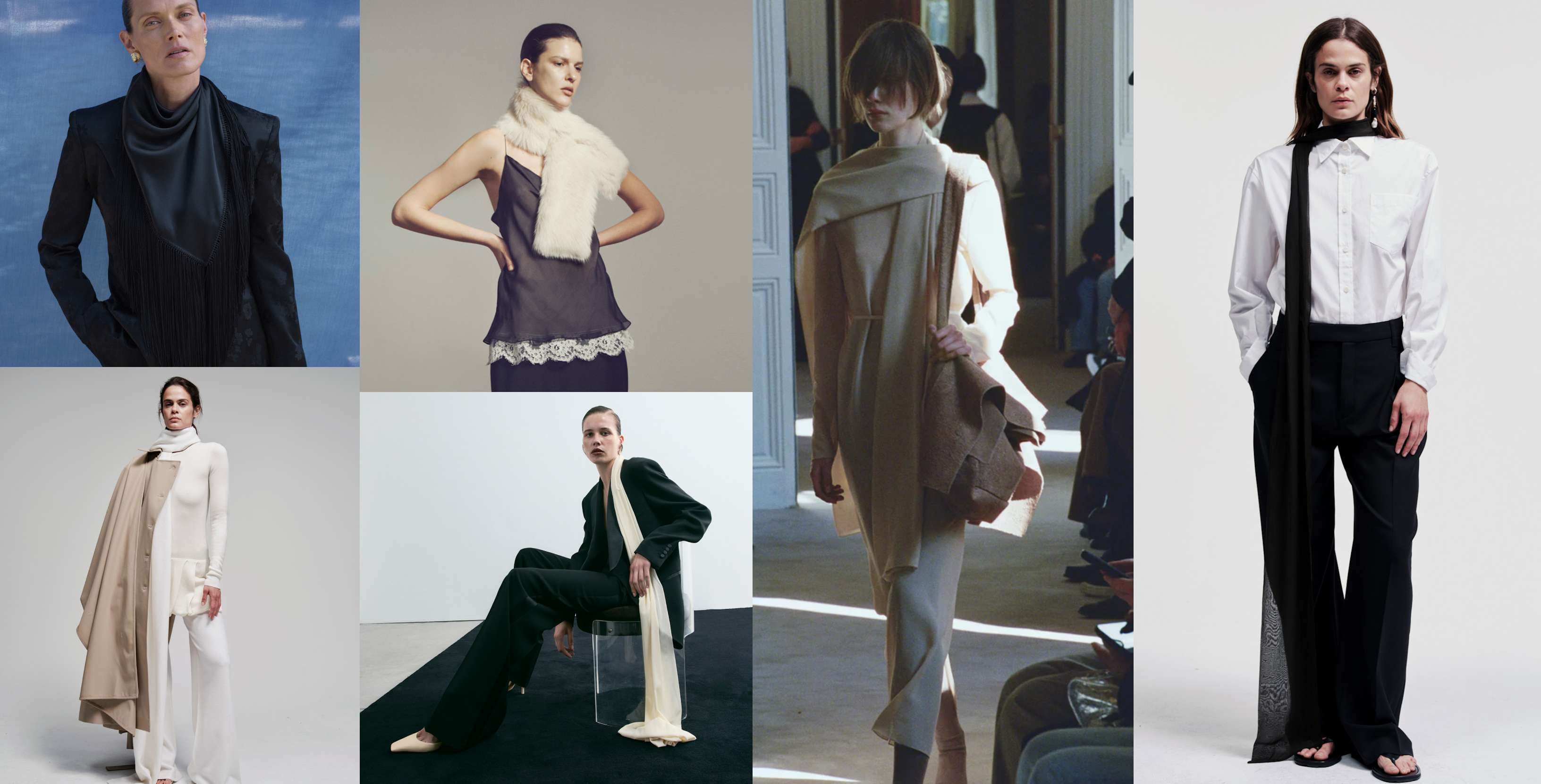 the winter 2026 scarf fashion trend at Gabriela Hearst, Maria McManus, Kallmeyer, Armarium, and The Row Resort 2026