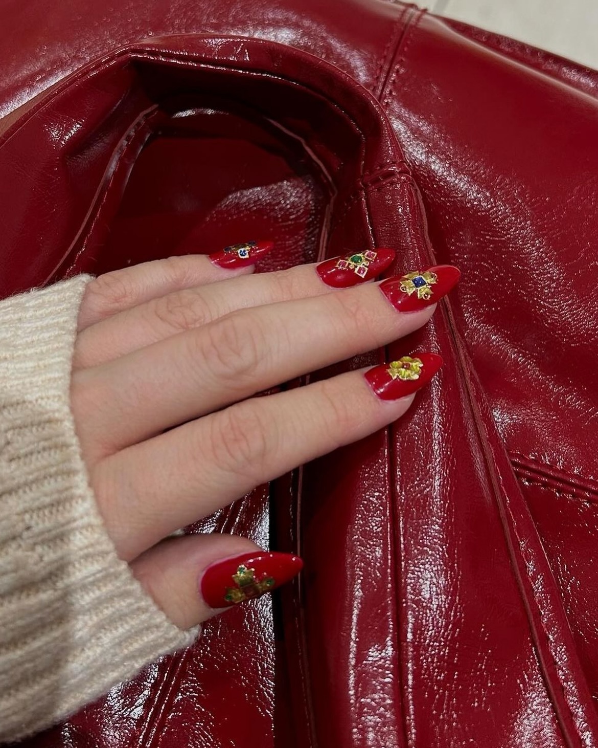 WWW associate beauty editor Alyssa Brascia's nails with nail stickers.