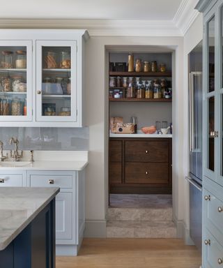 Pantry Ideas with blue kitchen by Martin Moore
