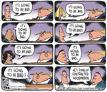 Political Cartoon U.S. Trump contracts information bad news