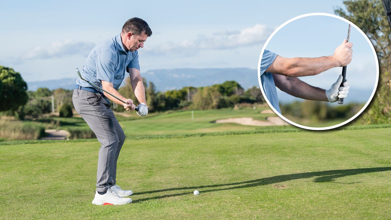 PGA pro Dan Grieve swinging a golf club at Infinitum Golf Resort in Spain