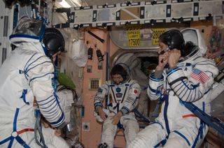 Space station's Expedition 33 conducts spacesuit checks ahead of a Nov. 18, 2012, landing.