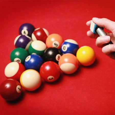 billiard balls and pool stick