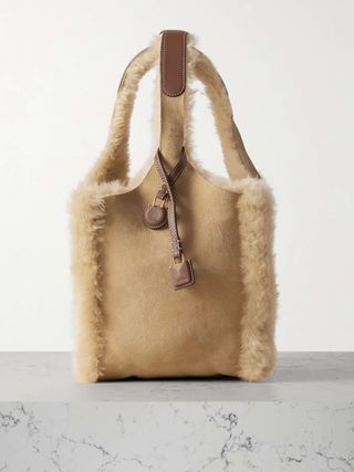 Kite Leather-Trimmed Shearling Shoulder Bag