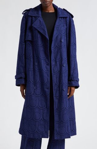 Eyelet Double Breasted Trench Coat