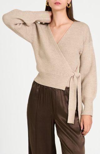 Terri Bouclé Rib Wrap Sweater