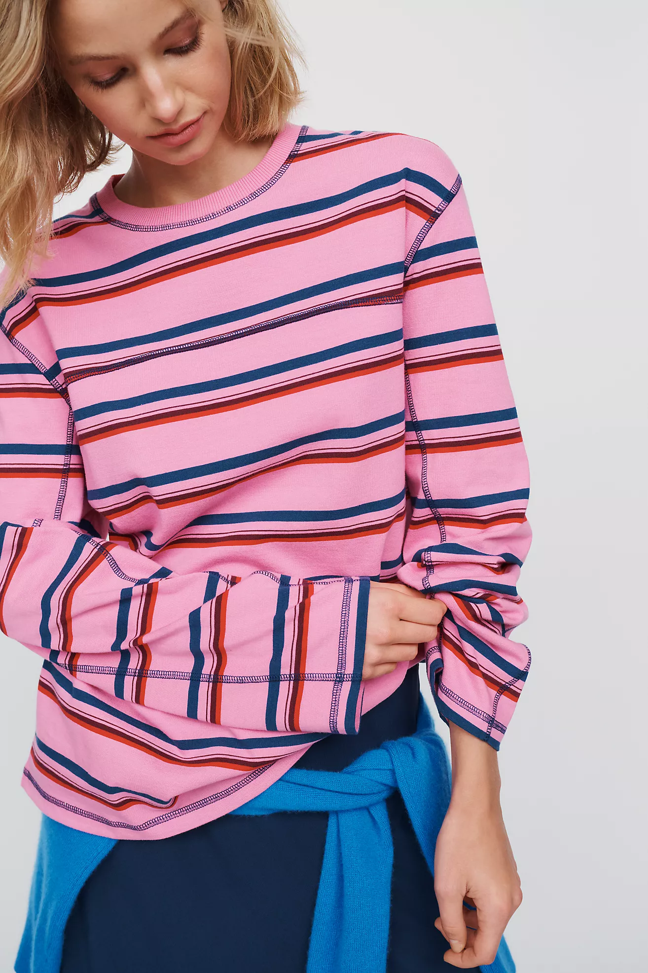 Damson Madder Samara 100% Cotton Striped Crewneck Tee