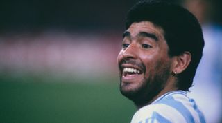 Diego Maradona of Argentina during the 1990 FIFA World Cup in Italy