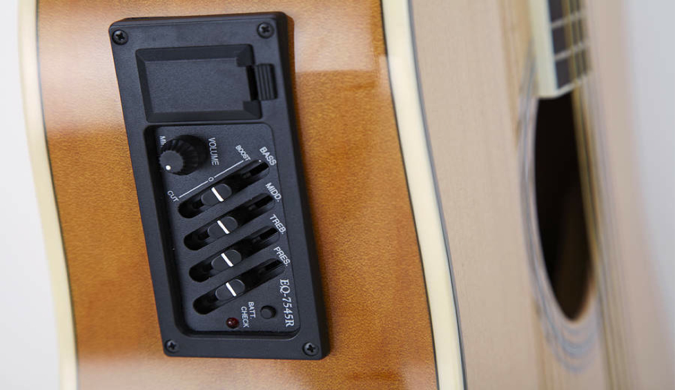 It's impressive that a guitar of this price has a pickup and pre-amp.
