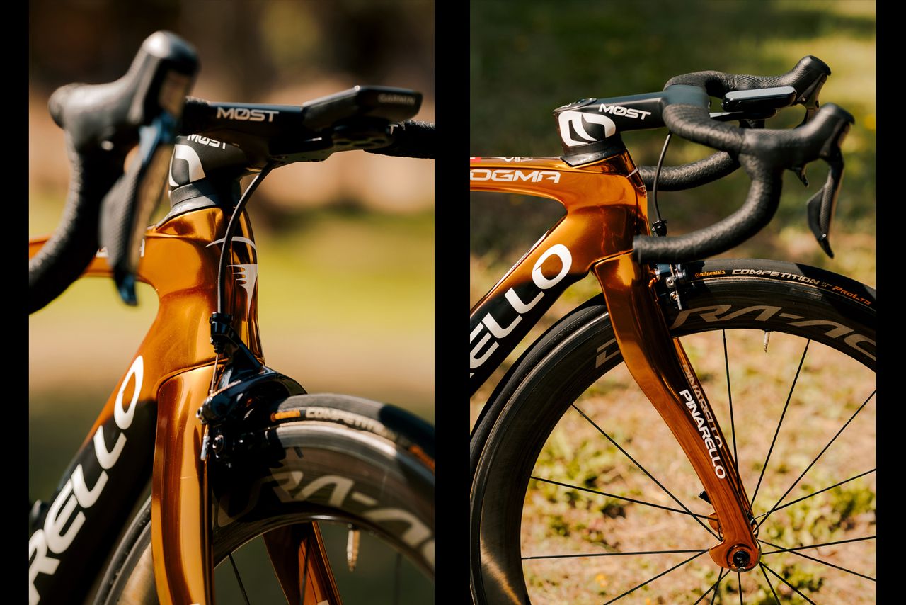 Richard Carapaz's Golden Pinarello Dogma F