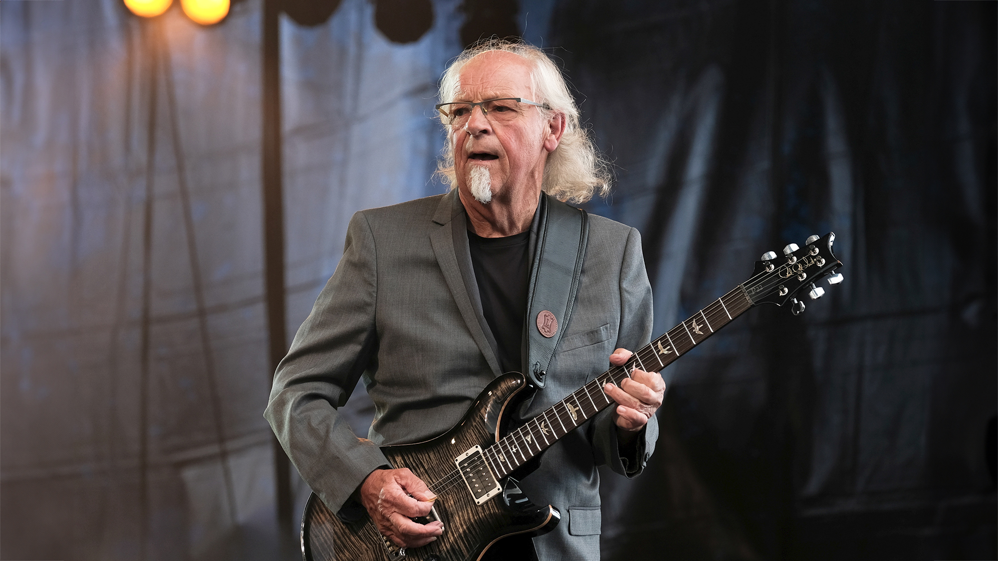 Martin Lancelot Barre, English rock musician and guitarist best known for being with progressive rock band Jethro Tull performs with Martin Barre Band during the Fairport Convention&#039;s 40th anniversary at Cropredy Festival in Banbury, 2019