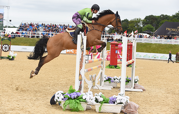 Reece Oliver and Abigail Wicks during the invitational Mini Major Relay during the Equerry Bolesworth International Horse Show at Bolesworth Castle near Chester in Cheshire in the UK on 17th June 2018