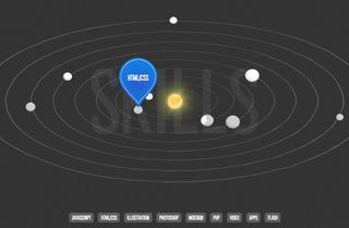 Each planet in this animated solar system represents a design or coding skill