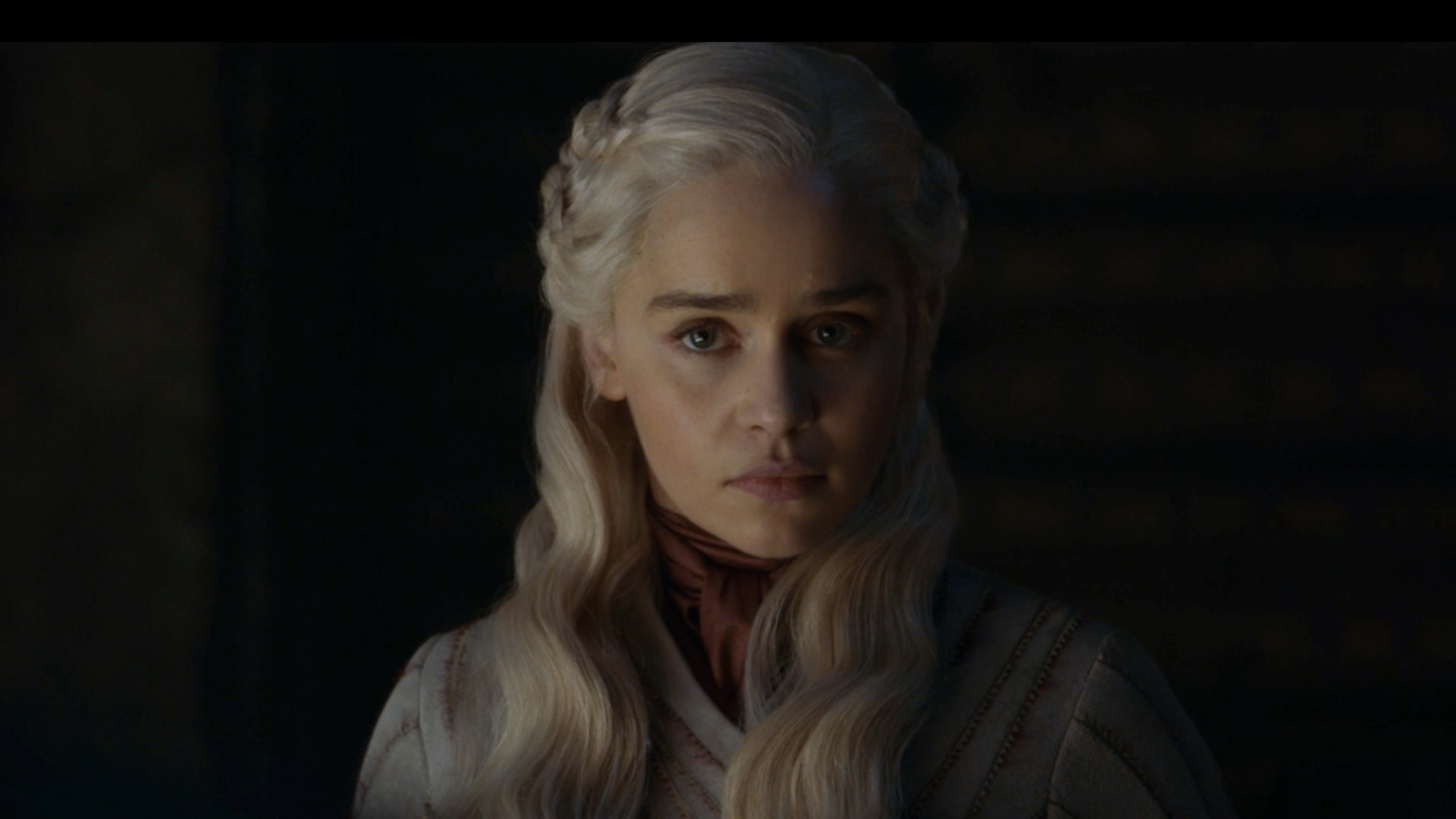 Emilia Clarke as she appeared in the first and last seasons of Game of Thrones as Daenerys Targaryen.