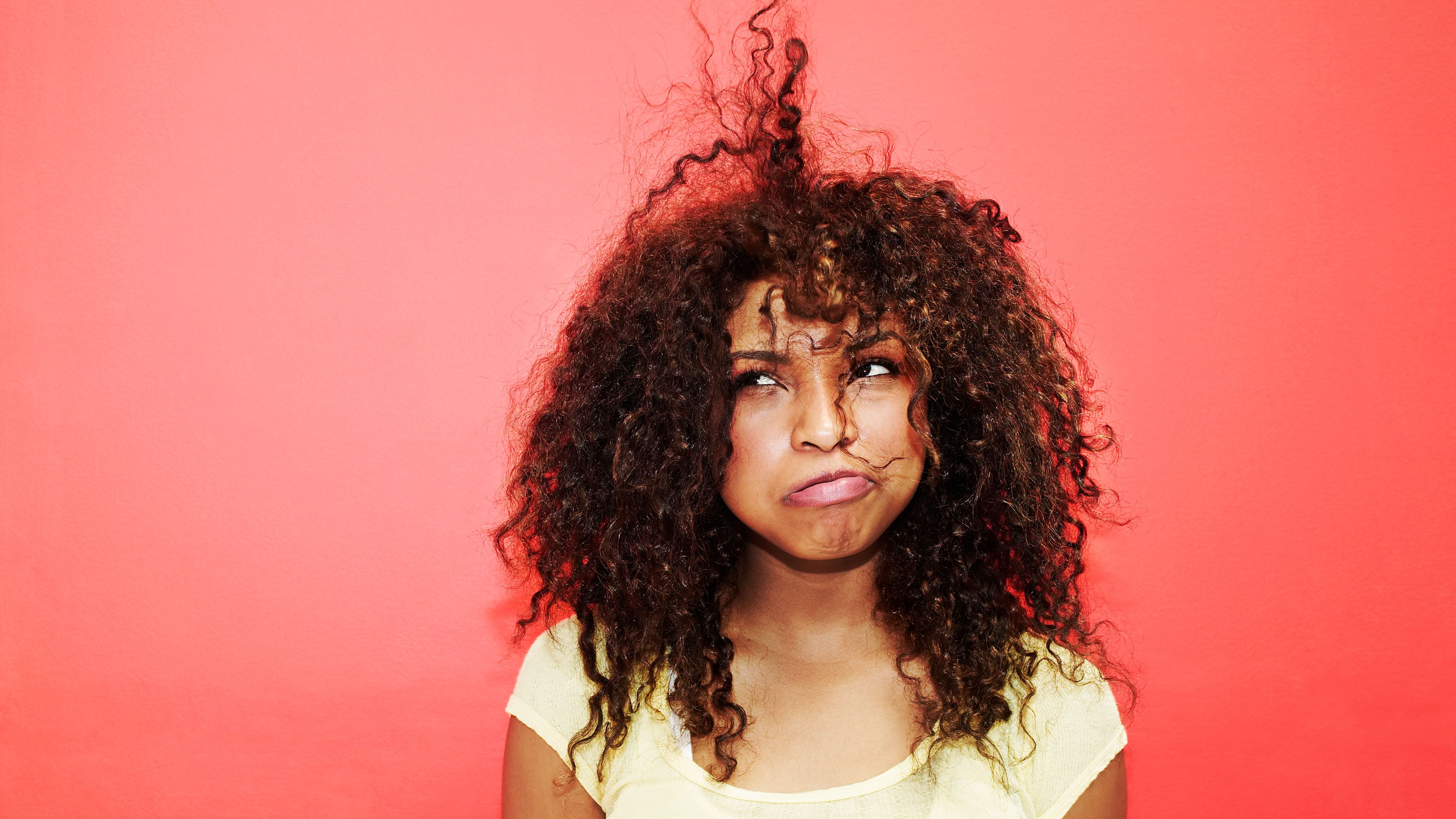 Hair, Red, Hairstyle, Beauty, Lip, Ringlet, Black hair, Forehead, Afro, Human,