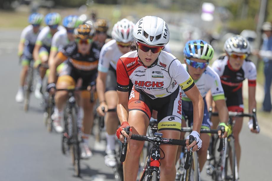 Ellen Skerrit leads the break up a small climb.