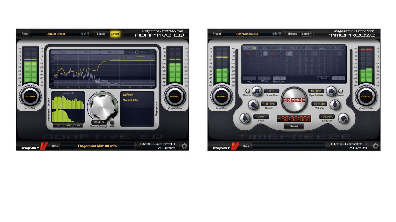Adaptive EQ (only available to owners of both packs) and Time Freeze plugins