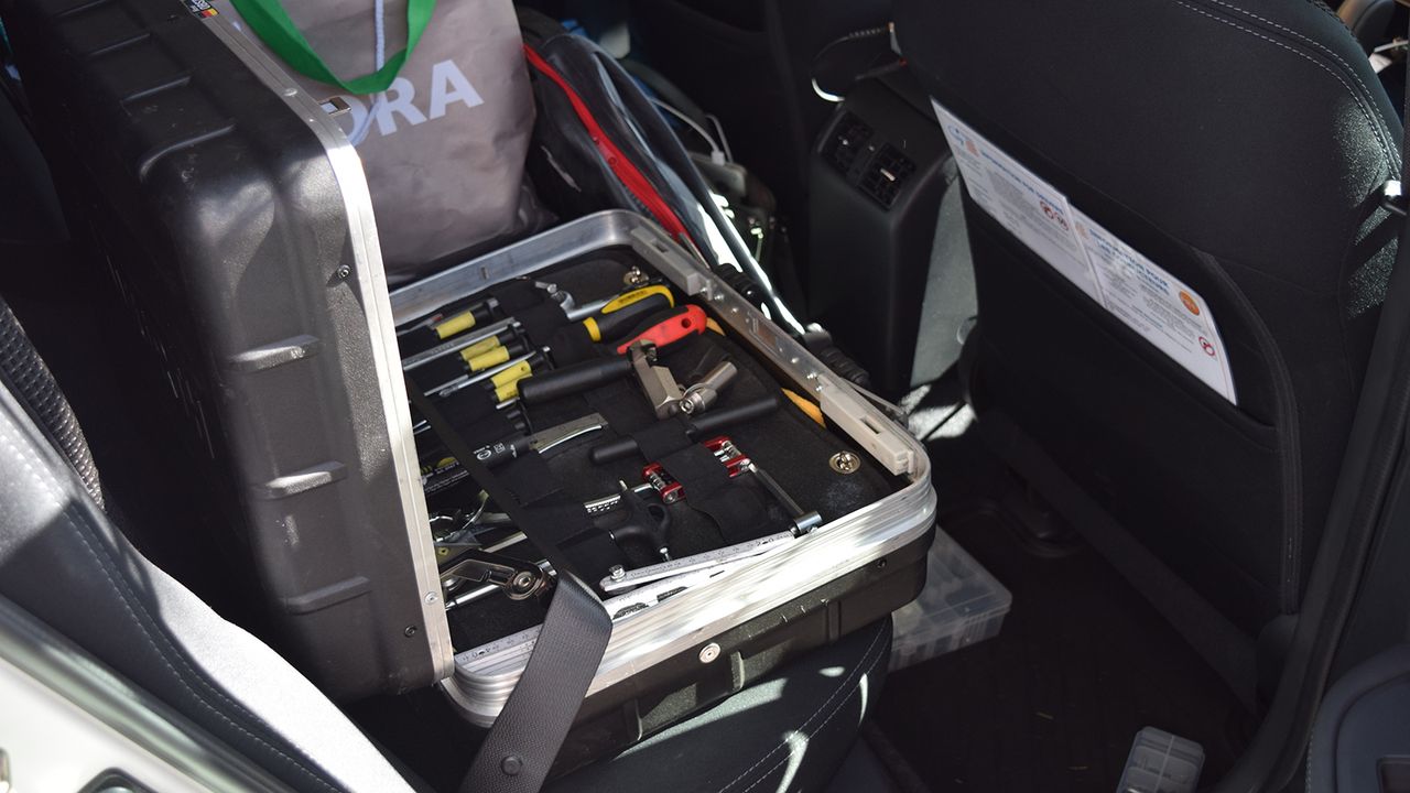 A look inside a Bora-Hansgrohe mechanics extensive tool box