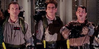 Bill Murray on the left, Harold Ramis in the middle, and Dan Aykroyd on the right