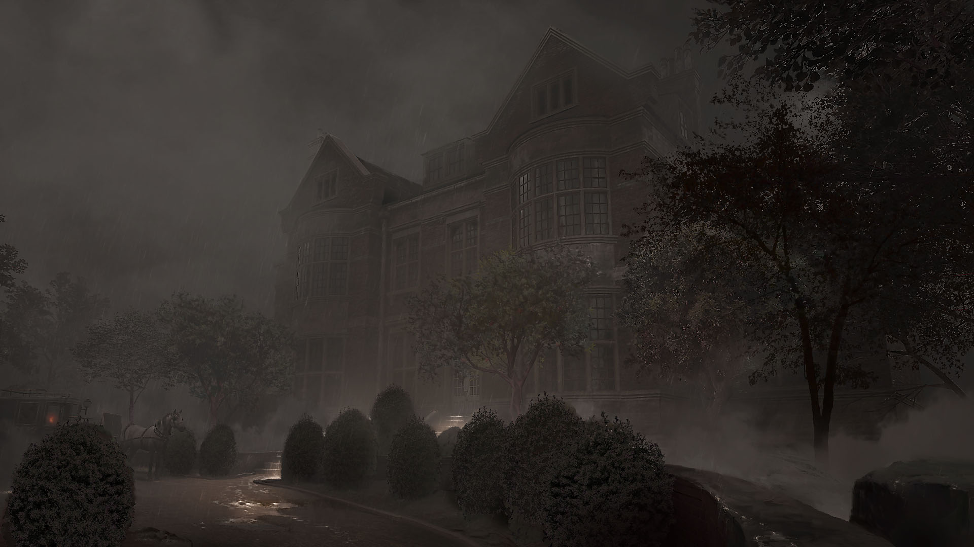 a misty mansion