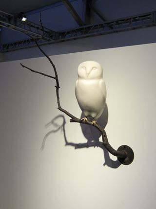 'Unique Owl in porcelain on bronze branch' by David Wiseman, USA, 2011 at R20th Century's stand