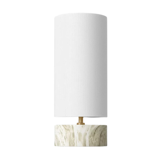 mini table lamp with tall shade and square green faux marble base