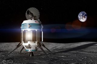 An artist's impression of Moon Express' MX-1E lander on the lunar surface.