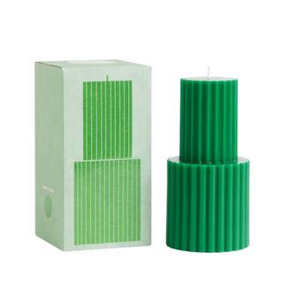 green fluted bunk candle
