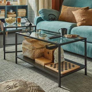 An IKEA nesting table set in a living room