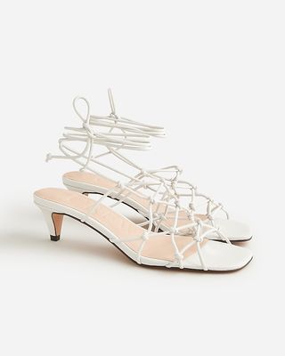 Zadie Knotted Lace-Up Kitten Heels in Leather