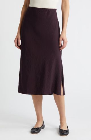 Crinkled Satin Slip Skirt