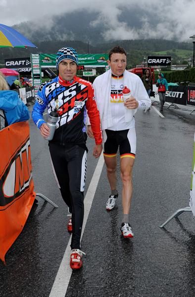 Second ranked elite team Thomas Stoll of BiXS iXS (left) and partner Markus Kaufmann of Centurion-Vaude