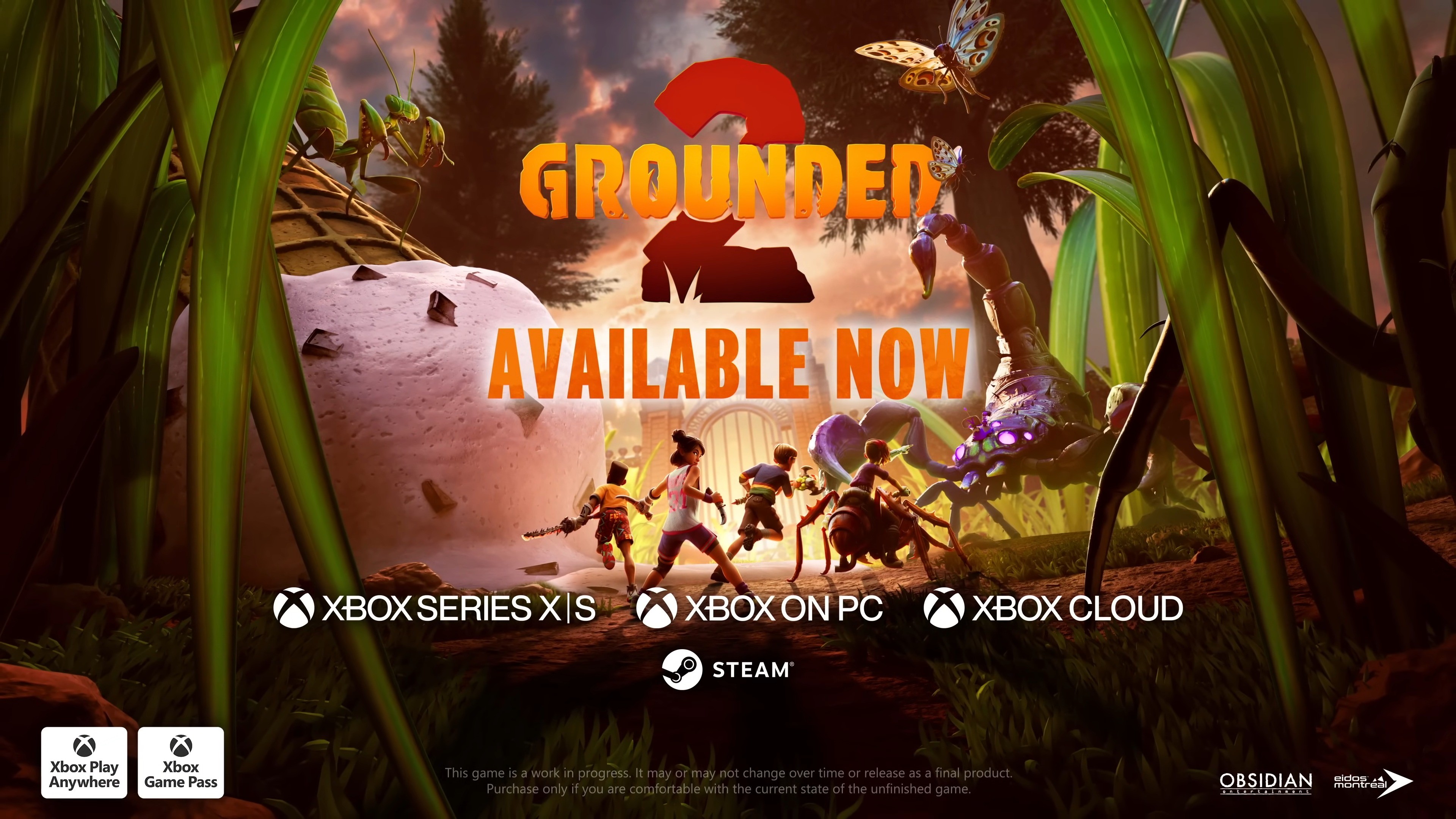 Grounded 2 trailer end screen showing new Xbox on PC branding