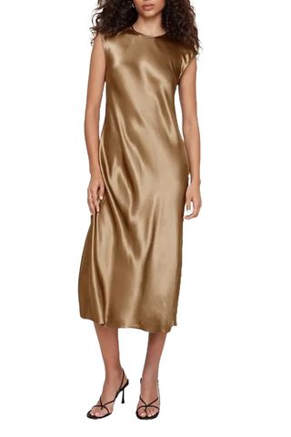 Bias-Cut Satin Midi Dress