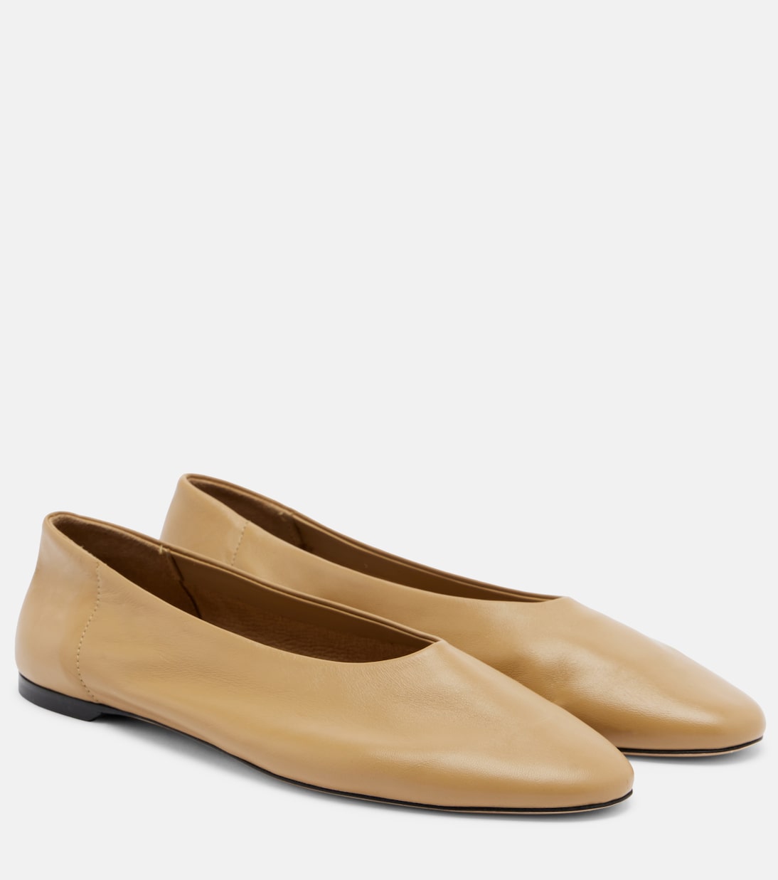 Leather Ballet Flats in Beige - Toteme